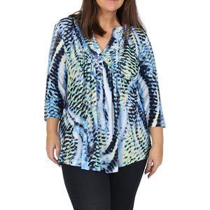 NWT La Cera Pleat Front Printed Tunic